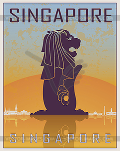 Singapore vintage poster - vector clipart