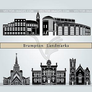 Brampton Достопримечательности - цветной векторный клипарт