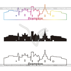 Brampton skyline linear style with rainbow - vector clipart