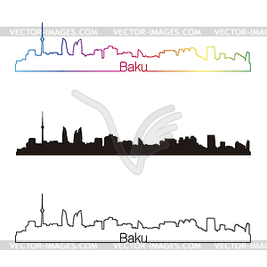 Баку горизонта линейном стиле с радугой - векторизованное изображение