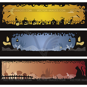 Set of 3 Halloween banners - vector clipart / vector image