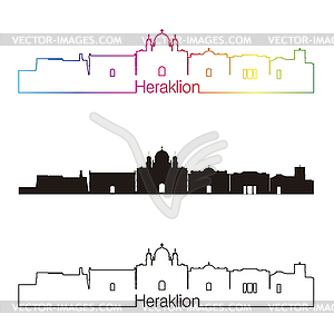 Heraklion skyline linear style with rainbow - royalty-free vector clipart