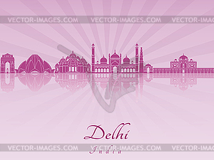 Delhi skyline in purple radiant  - vector image