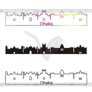 Dhaka skyline linear style with rainbow - vector EPS clipart