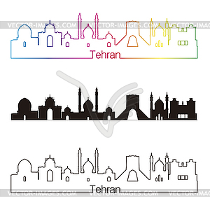 Tehran skyline linear style with rainbow - vector image