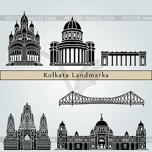 Kolkata Landmarks - vector image