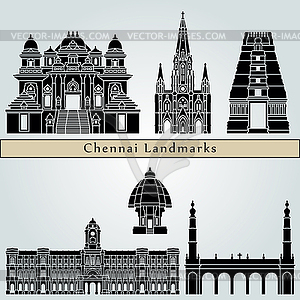 Chennai Landmarks - vector image