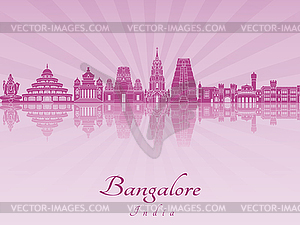 Bangalore skyline in purple radiant  - vector clip art