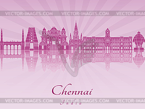 Chennai skyline in purple radiant  - royalty-free vector image