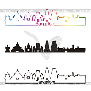 Bangalore skyline linear style with rainbow - vector image