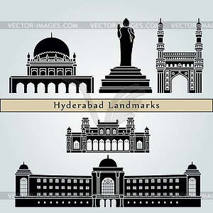 Hyderabad landmarks and monuments - vector clipart / vector image