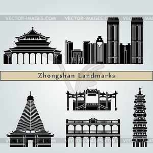 Zhongshan landmarks and monuments - vector EPS clipart