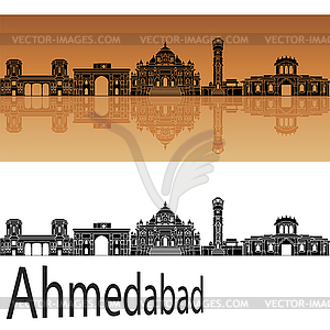 Ahmedabad skyline in orange - vector clipart