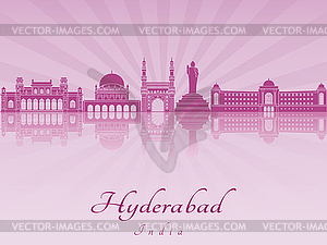 Hyderabad skyline in purple radiant  - vector image