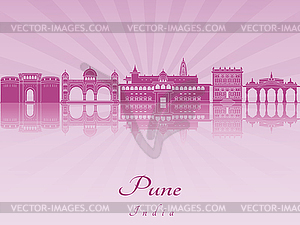 Pune skyline in purple radiant  - vector clip art