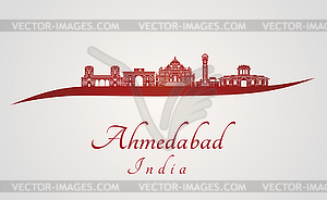 Ахмедабад горизонт в красный - изображение в векторе / векторный клипарт
