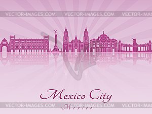 Mexico City V2 skyline in purple radiant  - vector clipart