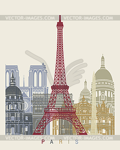 Paris skyline poster - vector clipart