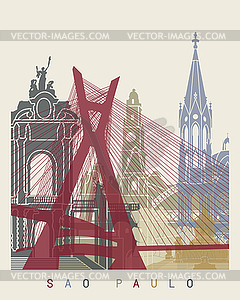 Sao Paulo skyline poster - vector clipart / vector image