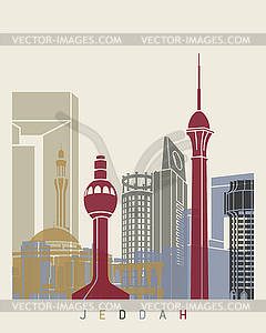 Jeddah skyline poster - vector clipart