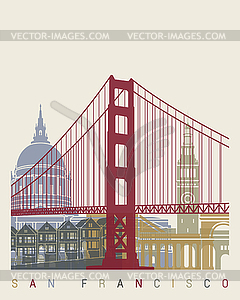 San Francisco skyline poster - vector clipart