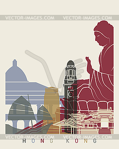Hong Kong skyline poster - vector image