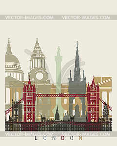 Лондонский горизонт плакат - иллюстрация в векторе