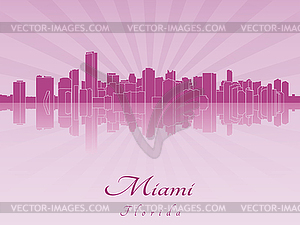Miami skyline in purple radiant  - vector clipart