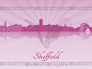 Sheffield skyline in purple radiant  - royalty-free vector clipart