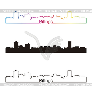 Billings skyline linear style with rainbow - vector clipart