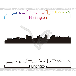 Huntington skyline linear style with rainbow - vector image