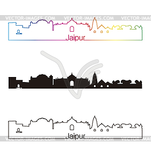 Jaipur skyline linear style with rainbow - vector image