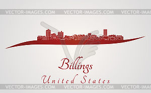 Billings skyline in red - vector image