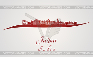 Jaipur skyline in red - vector clipart