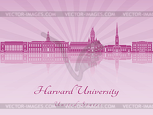 Harvard University skyline in purple radiant  - vector image