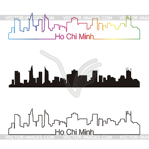 Ho Chi Minh skyline linear style with rainbow - vector image