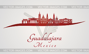 Гвадалахара горизонт в красный - векторный дизайн