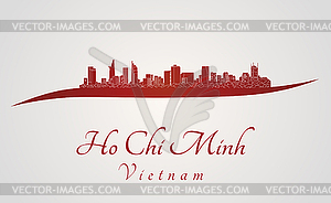 Хо Ши Мин горизонт в красный - клипарт в векторе