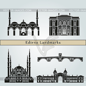 Эдирне Достопримечательности - векторный эскиз