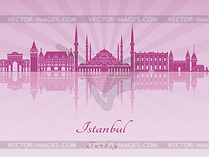 Istanbul skyline in purple radiant  - vector clip art