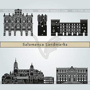 Саламанка Достопримечательности - цветной векторный клипарт