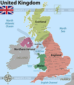 Map Of United Kingdom With Counties Vector Image