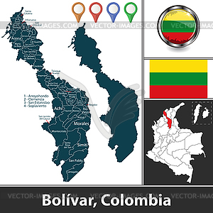 Bolivar Department, Colombia - vector image