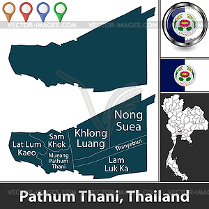 Map of Pathum Thani, Thailand - vector clip art