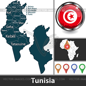 Map of Tunisia - royalty-free vector clipart