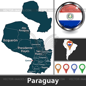 Map of Paraguay - vector clipart