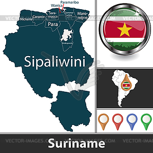 Map of Suriname - vector clip art