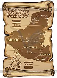 Map of Mayan Cities - vector clipart