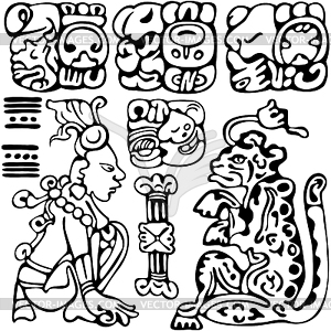 Mayan Glyphs Set - vector image