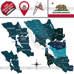 San Francisco Bay Area in California - vector clipart